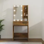 Masă de toaletă cu LED, stejar fumuriu, 60x40x140 cm GartenMobel Dekor