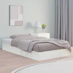 Cadru de pat mic single 2FT6, alb, 75x190 cm, lemn masiv GartenMobel Dekor