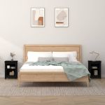 Noptiere, 2 buc., negru, 40x35x55 cm, lemn masiv de pin GartenMobel Dekor