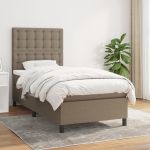 Pat box spring cu saltea, gri taupe, 100x200 cm, textil GartenMobel Dekor