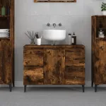 Dulap de chiuvetă, stejar afumat, 80x33x60 cm, lemn prelucrat GartenMobel Dekor