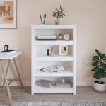 Bibliotecă, alb, 80x35x126 cm, lemn masiv de pin GartenMobel Dekor