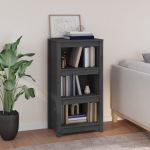 Bibliotecă, gri, 50x35x97 cm, lemn masiv de pin GartenMobel Dekor