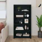 Bibliotecă, negru, 80x35x154 cm, lemn masiv de pin GartenMobel Dekor