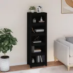 Bibliotecă, negru, 50x35x154 cm, lemn masiv de pin GartenMobel Dekor