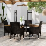 Set mobilier bistro grădină 3 piese negru poliratan și sticlă GartenMobel Dekor