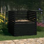 Compostor, negru, 100x100x102 cm, lemn masiv de pin GartenMobel Dekor