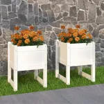 Jardiniere, 2 buc., alb, 40x40x52,5 cm, lemn masiv de pin GartenMobel Dekor