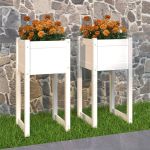 Jardiniere, 2 buc., alb, 40x40x81 cm, lemn masiv de pin GartenMobel Dekor