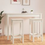 Scaune de bar, 2 buc., alb, 40x40x78 cm, lemn masiv de pin GartenMobel Dekor