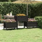 Jardinieră, negru, 178,5x44x75 cm, lemn masiv de pin GartenMobel Dekor