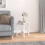 Măsuță de cafea, alb, Ø 42,5x45 cm, lemn masiv de pin GartenMobel Dekor