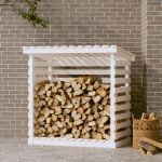 Rastel pentru lemne de foc, alb, 108x73x108 cm, lemn masiv pin GartenMobel Dekor