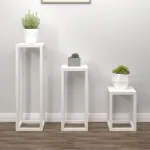 Set suport de plante, 3 piese, alb, lemn masiv de pin GartenMobel Dekor