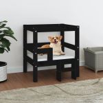 Pat pentru câini, negru, 55,5x53,5x60 cm, lemn masiv de pin GartenMobel Dekor