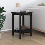 Măsuță de cafea, negru, Ø 55x60 cm, lemn masiv de pin GartenMobel Dekor