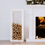 Rastel pentru lemne de foc, alb, 41x25x100 cm, lemn masiv pin GartenMobel Dekor