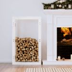 Rastel pentru lemne de foc, alb, 60x25x100 cm, lemn masiv pin GartenMobel Dekor