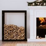Rastel pentru lemne de foc, negru, 80x25x100 cm, lemn masiv pin GartenMobel Dekor