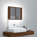 Dulap cu oglindă & LED stejar maro 60x12x45 cm lemn compozit GartenMobel Dekor