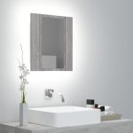 Dulap cu oglindă cu LED de baie, gri sonoma, 40x12x45 cm, lemn GartenMobel Dekor