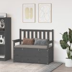 Bancă, gri, 112,5x51,5x96,5 cm, lemn masiv de pin GartenMobel Dekor