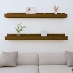 Rafturi de perete 2 buc. maro miere 110x12x9 cm lemn masiv pin GartenMobel Dekor
