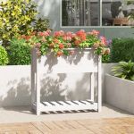 Jardinieră cu raft, alb, 82,5x34,5x81 cm, lemn masiv de pin GartenMobel Dekor
