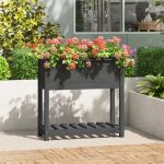 Jardinieră cu raft, gri, 82,5x34,5x81 cm, lemn masiv de pin GartenMobel Dekor