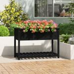 Jardinieră cu raft, negru, 111,5x54x81 cm, lemn masiv de pin GartenMobel Dekor
