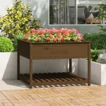 Jardinieră cu raft maro miere 111,5x111,5x81 cm lemn masiv pin GartenMobel Dekor