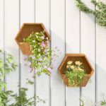 Jardiniere de perete, 2 buc., ruginiu, 30x10x25 cm, oțel corten GartenMobel Dekor