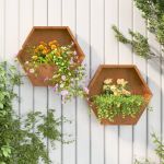 Jardiniere de perete, 2 buc., ruginiu, 46x10x40 cm, oțel corten GartenMobel Dekor