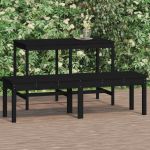 Bancă grădină 2 locuri, negru, 159,5x44x45cm, lemn masiv de pin GartenMobel Dekor