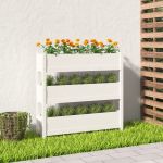 Jardinieră, alb, 112x25x104,5 cm, lemn masiv de pin GartenMobel Dekor