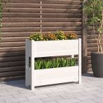Jardinieră, alb, 77x25x66 cm, lemn masiv de pin GartenMobel Dekor