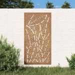 Decor perete de grădină 105x55 cm design frunze oțel Corten GartenMobel Dekor