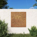 Decor perete de grădină 55x55 cm design soare oțel Corten GartenMobel Dekor