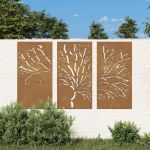 Decorațiuni perete de grădină 3 buc. 105x55 cm oțel model copac GartenMobel Dekor