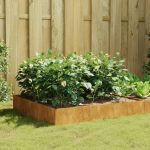 Strat înălțat de grădină, 100x100x33,5 cm, oțel corten GartenMobel Dekor