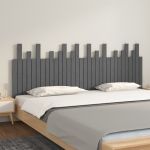 Tăblie de pat pentru perete, gri, 204x3x80 cm, lemn masiv pin GartenMobel Dekor