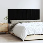 Tăblie de pat pentru perete, negru, 147x3x60 cm, lemn masiv pin GartenMobel Dekor