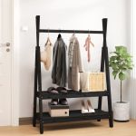 Suport pentru haine, negru, 100x45,5x150 cm, lemn masiv de pin GartenMobel Dekor
