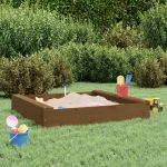 Cutie de nisip pătrată cu scaune, maro miere, lemn masiv de pin GartenMobel Dekor