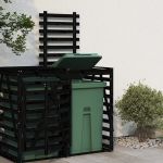 Extensie depozitare pubelă de gunoi, negru, lemn masiv de pin GartenMobel Dekor