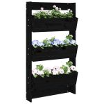 Jardinieră de perete cu 3 niveluri negru 60x18,5x110cm lemn pin GartenMobel Dekor