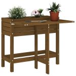 Jardinieră de grădină cu blat pliabil maro miere lemn masiv pin GartenMobel Dekor