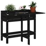 Jardinieră de grădină cu blat pliabil negru lemn masiv pin GartenMobel Dekor