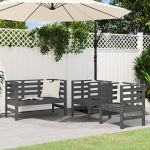 Set mobilier de grădină, 3 piese, gri, lemn masiv de pin GartenMobel Dekor
