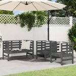 Set mobilier de grădină, 3 piese, gri, lemn masiv de pin GartenMobel Dekor